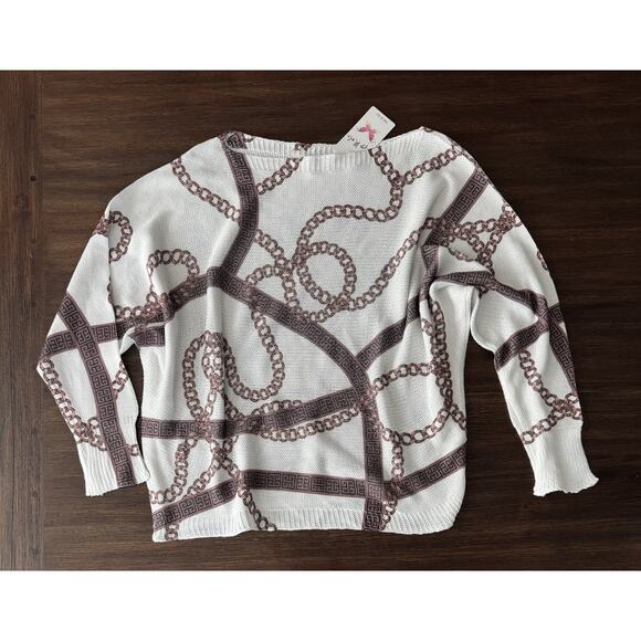 Gigi Moda Sweater Women’s OS lightweight Chainlink Relax Led Fit NWT $78 - Picture 1 of 9